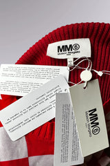MM6 Maison Margiela Red Checker Multi-Way Knit Sweater | Runway Archive