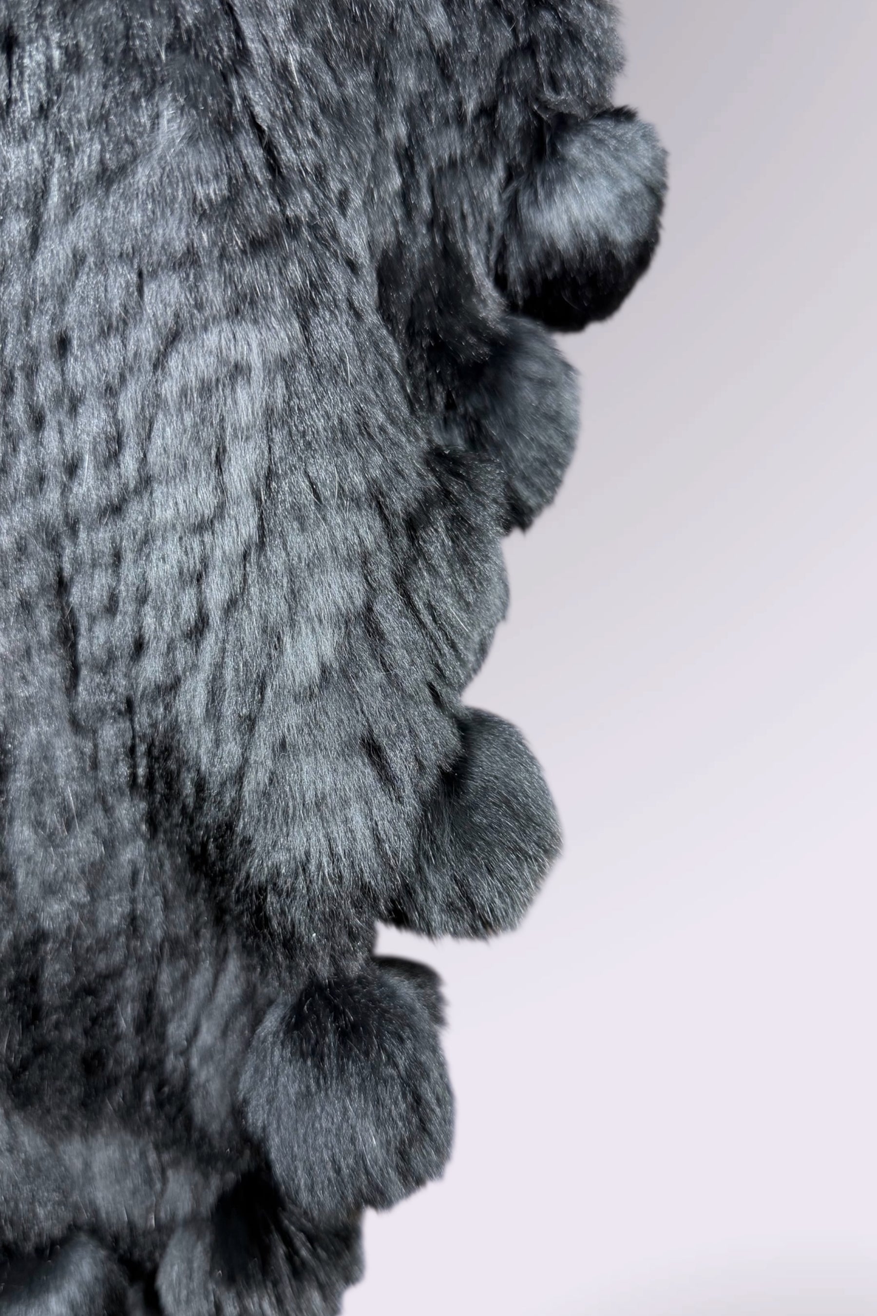 Black Rabbit Fur Pom Pom Shawl | Secondhand