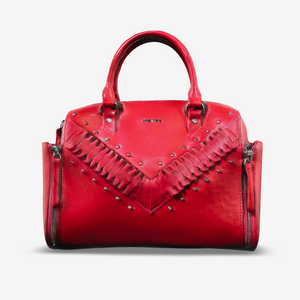 COMING SOON: Diesel Red Studded Leather Top Handle Bag | Italian Designer Secondhand