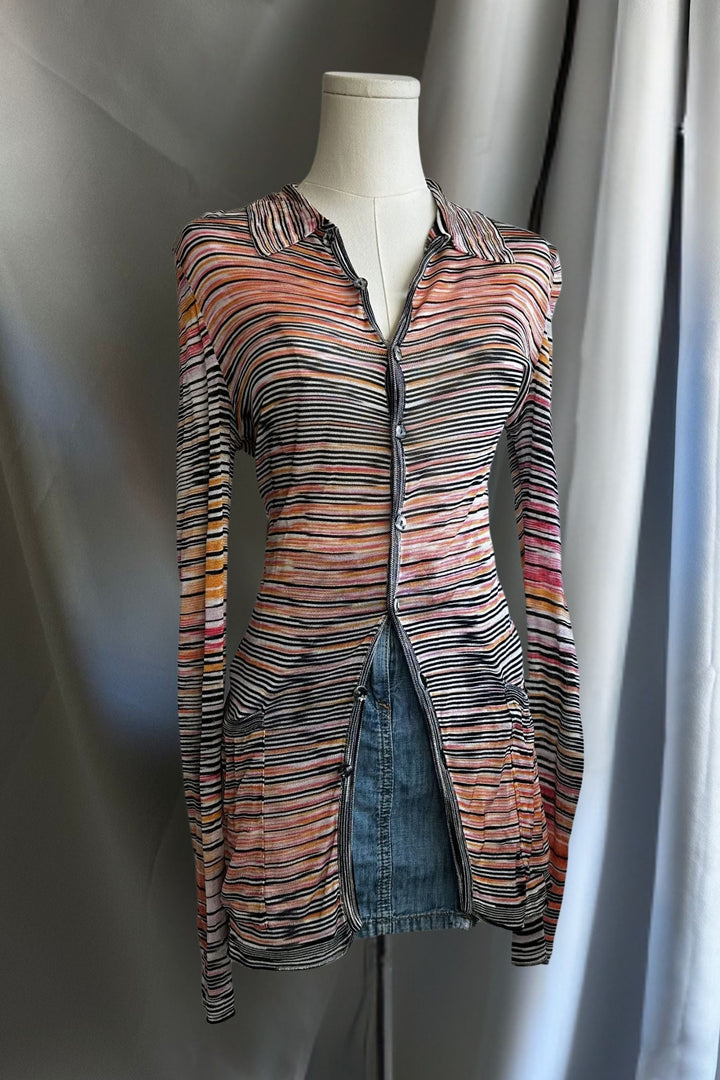 Missoni Long Sleeve Striped Knit Cardigan | Italian Designer Vintage