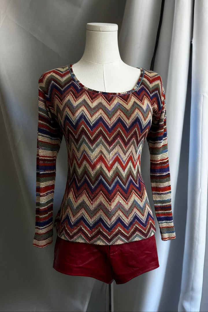 Missoni Chevron Long Sleeve Knit Top | Italian Designer Vintage