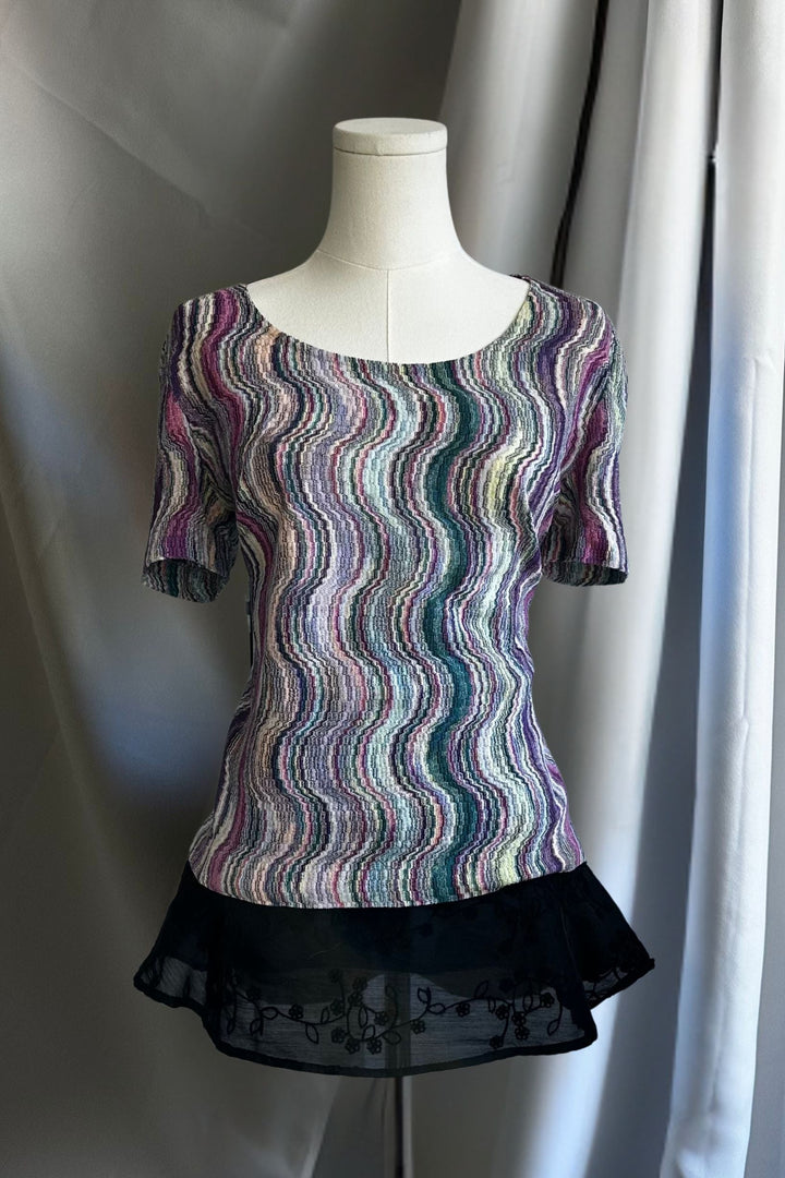 Missoni Wavy Knit Short Sleeve Top | Italian Designer Vintage