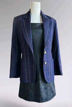 Celine Wool Windowpane Blazer | French Vintage