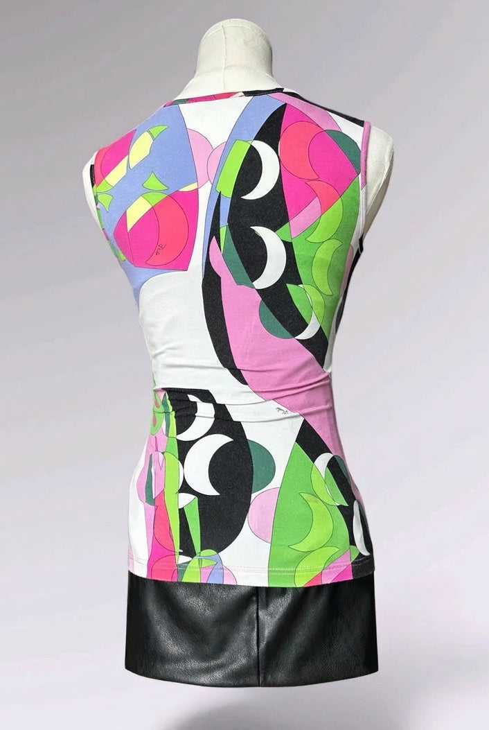 Emilio Pucci Purple & Pink Sleeveless Printed Top | Italian Designer Vintage