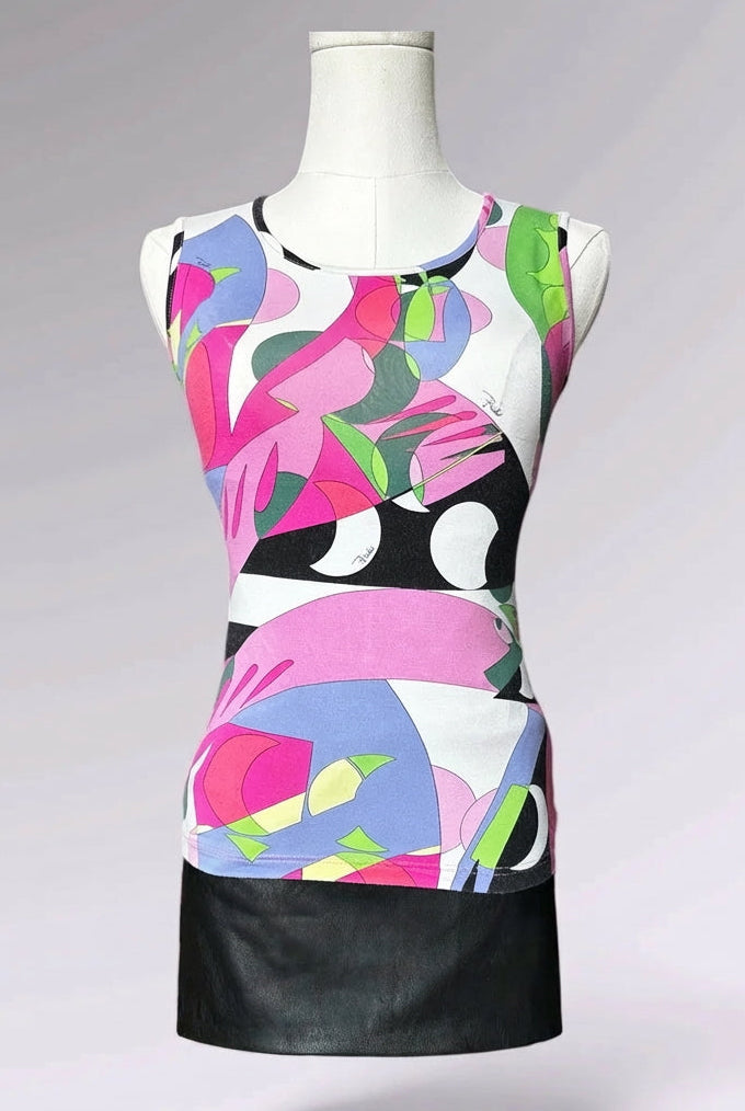 Emilio Pucci Purple & Pink Sleeveless Printed Top | Italian Designer Vintage