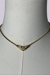 Lanvin Gold-Tone V Pendant Choker Necklace | French Vintage