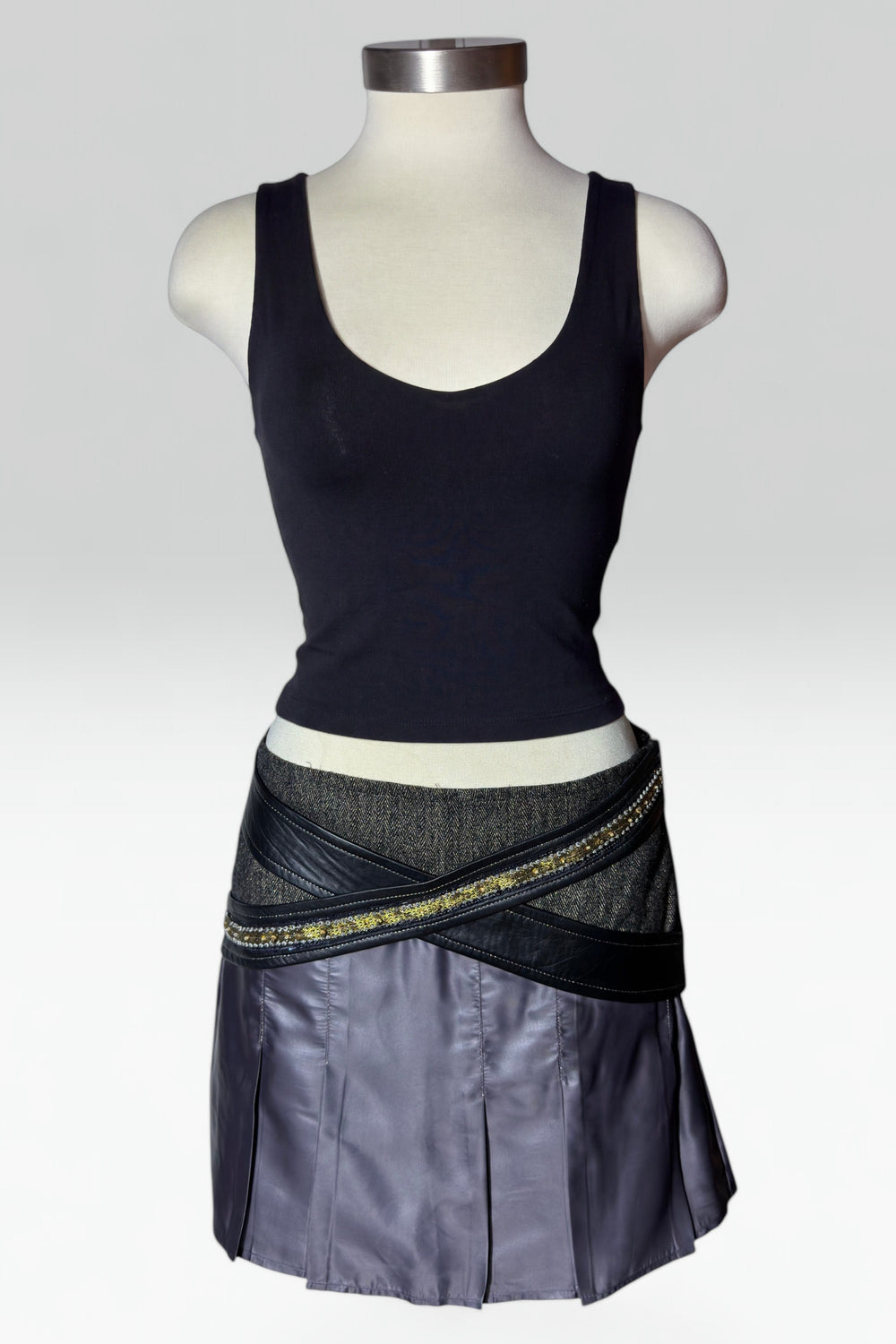 COMING SOON: Custo Barcelona Black Metallic Trim Pleated Mini Skirt