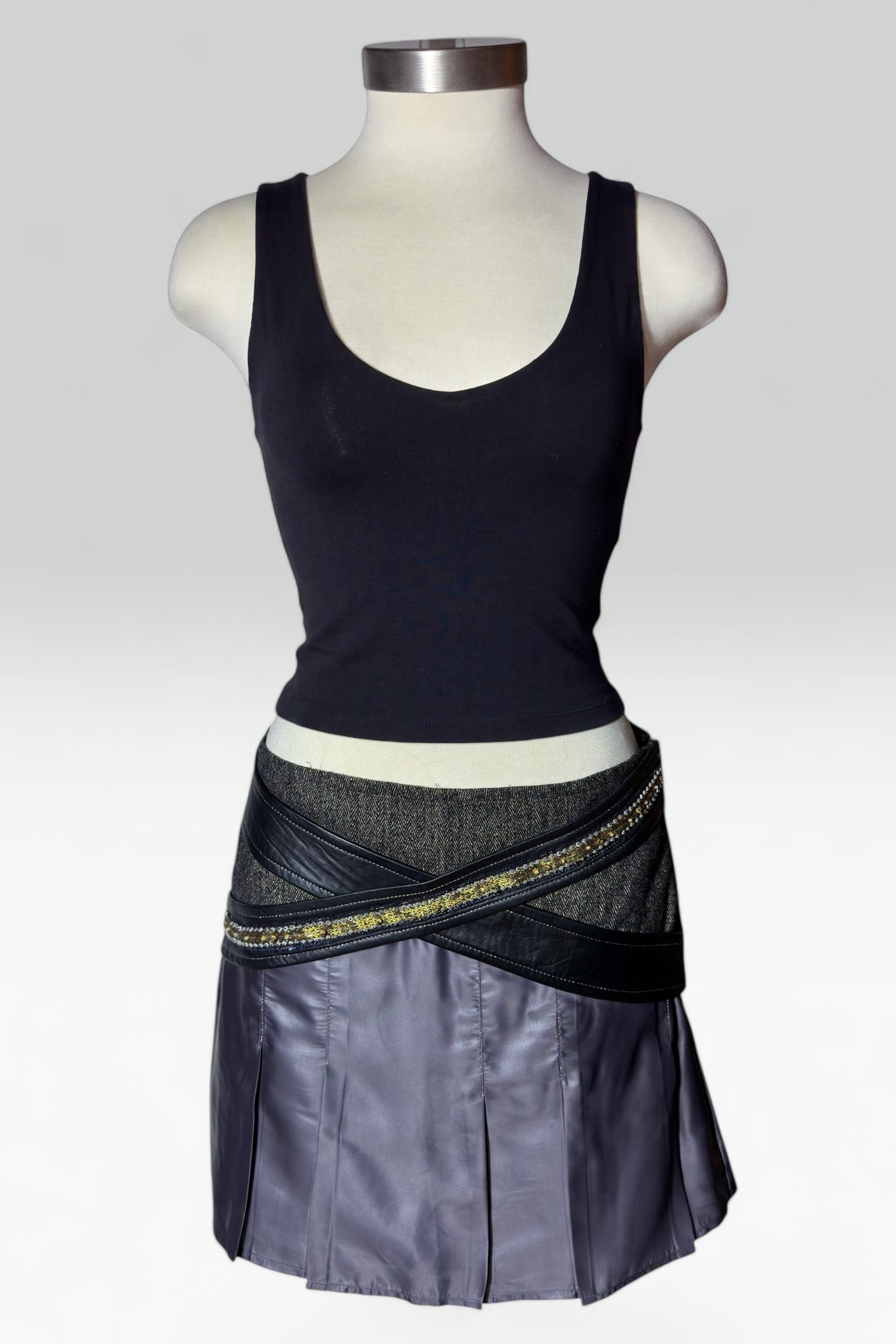 COMING SOON: Custo Barcelona Black Metallic Trim Pleated Mini Skirt