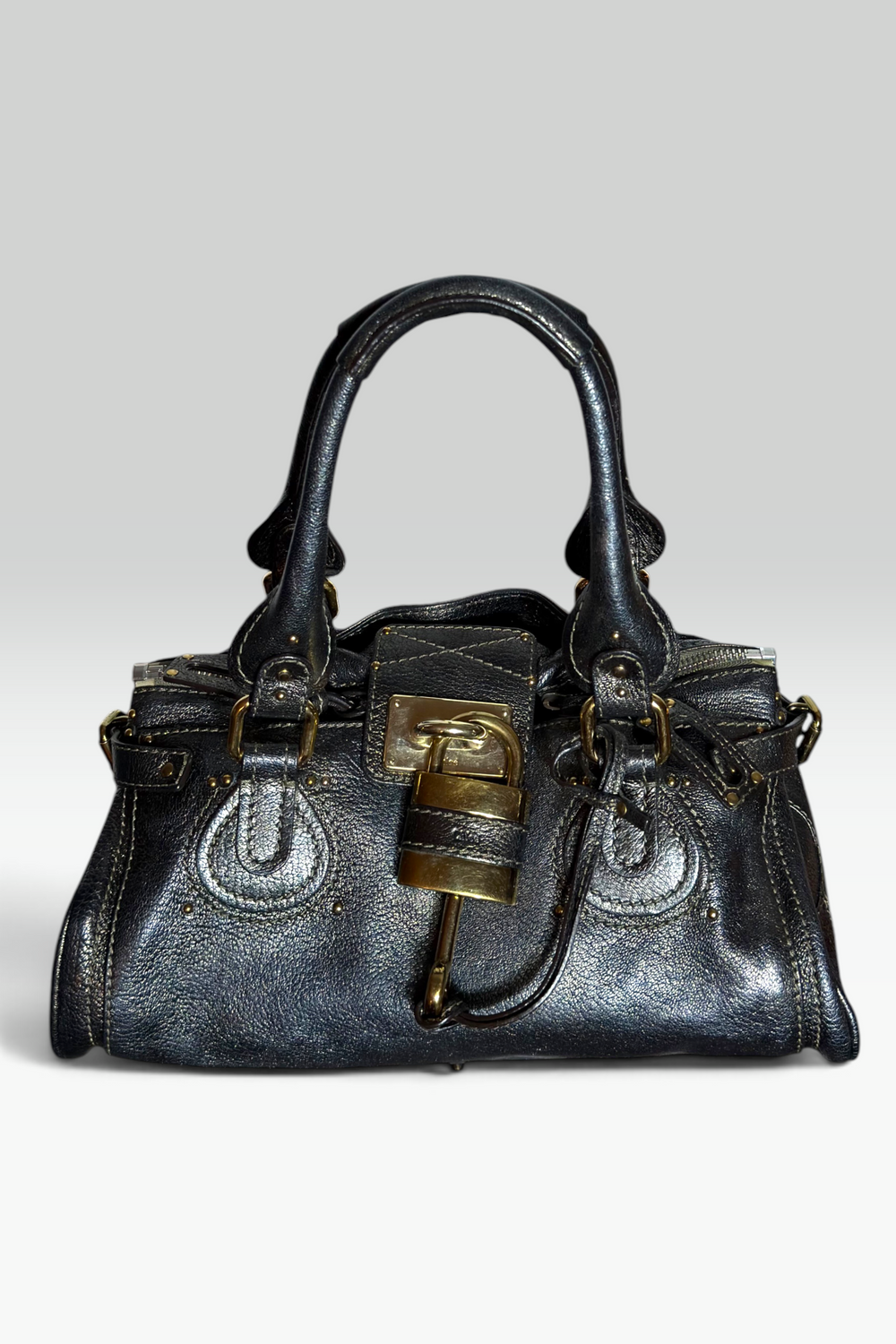CHLOÉ PADDINGTON METALLIC LEATHER HANDBAG