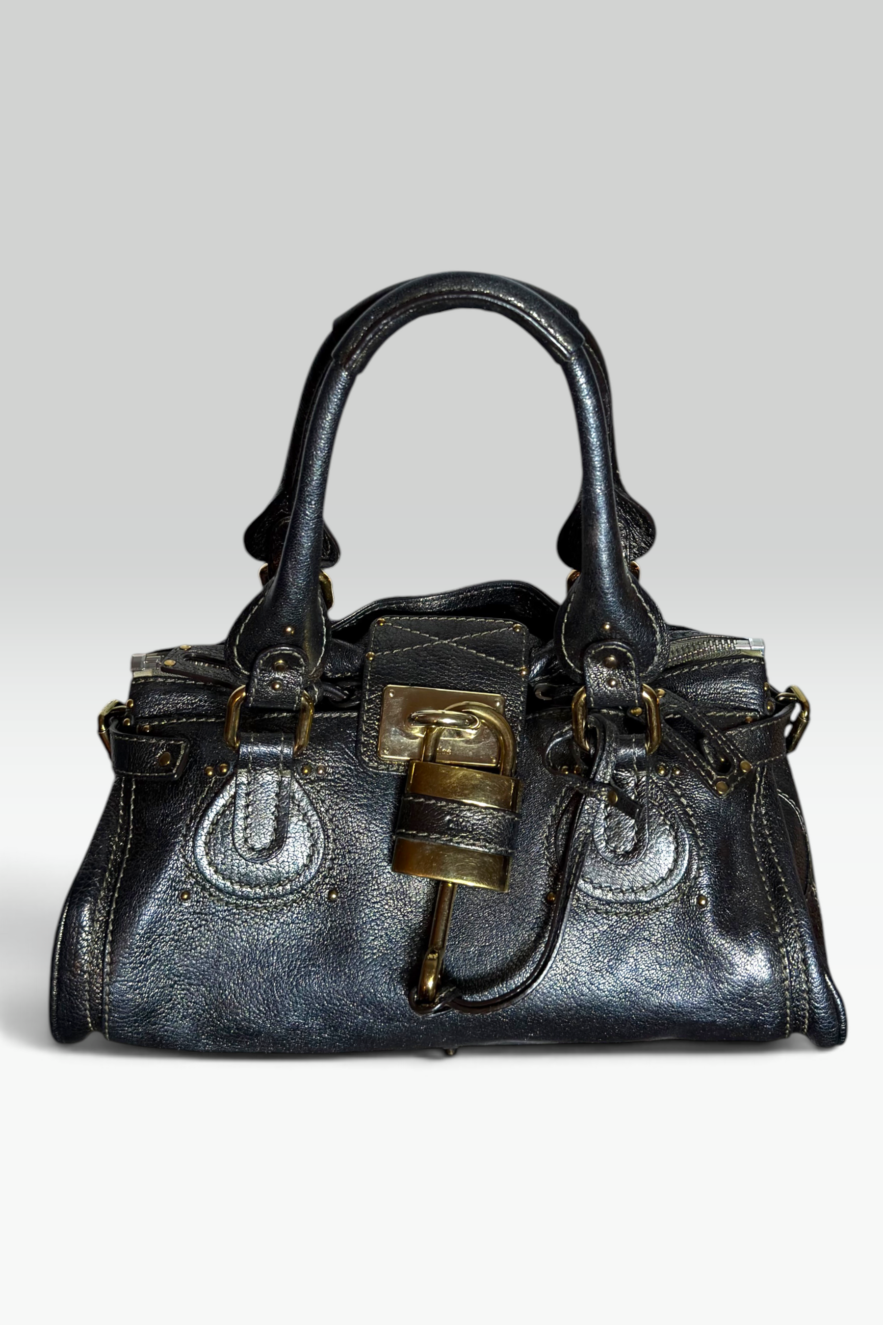 CHLOÉ PADDINGTON METALLIC LEATHER HANDBAG