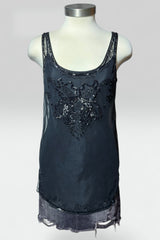 DKNY EMBELLISHED MESH LAYERED TOP