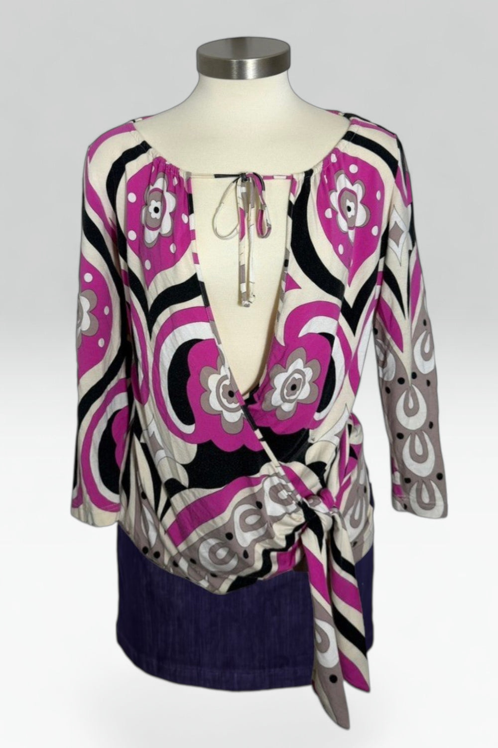 Emilio Pucci Pink Geometric Wrap Top
