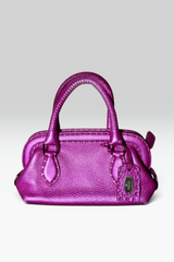 FENDI SELLERIA METALLIC PINK LEATHER MINI BAG