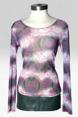 Issey Miyake Pink Abstract Botanical Print mesh top