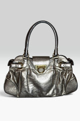 SALVATORE FERRAGAMO METALLIC LEATHER GANCINI HANDBAG