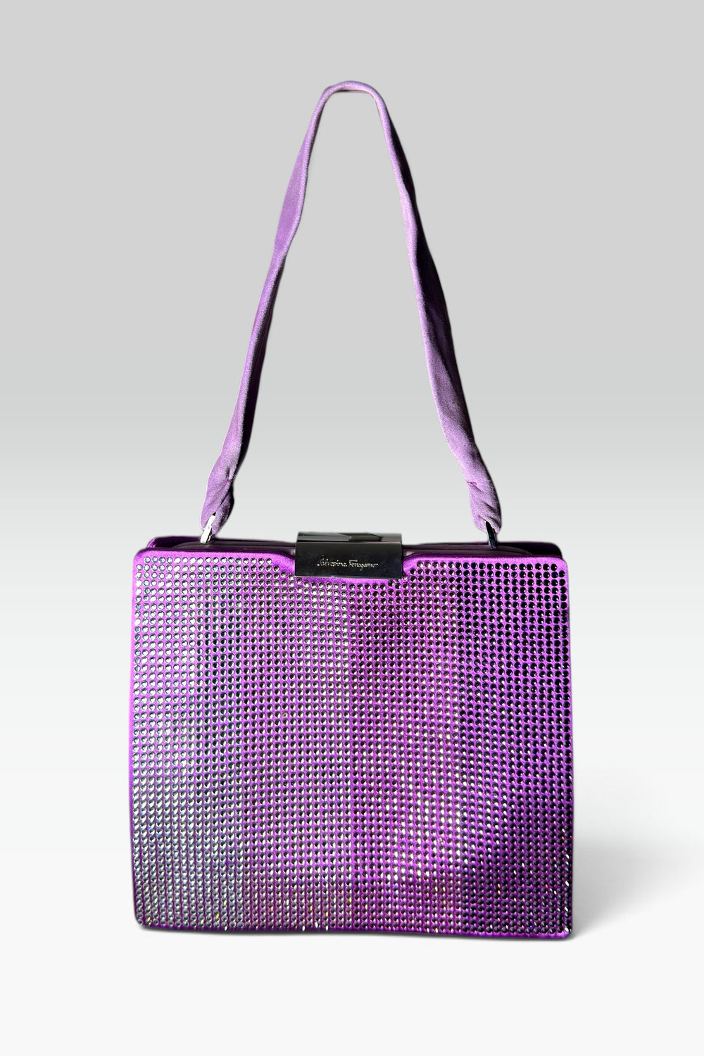 SALVATORE FERRAGAMO PINK STRIPE EMBELLISHED BAG