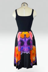 back of Chanel Abstract Print Silk Pleated Skirt