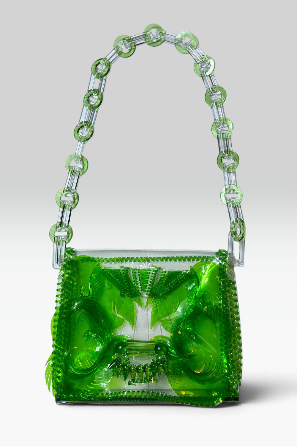COMING SOON: MAME KUROGOUCHI GREEN SCULPTURAL CHAIN BAG | JAPANESE SECONDHAND