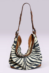 Ralph Lauren Zebra Print Canvas Hobo Bag | American Secondhand