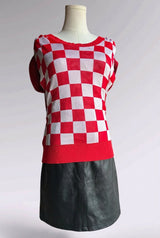 MM6 Maison Margiela Red Checker Multi-Way Knit Sweater | Runway Archive