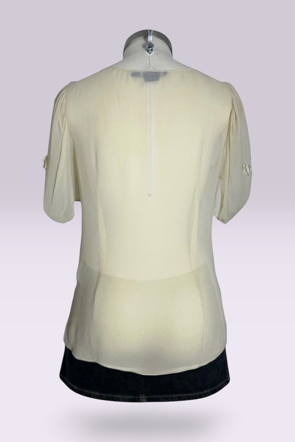 Ralph Lauren Silk Ribbon Tie Short Sleeve Blouse | American Secondhand