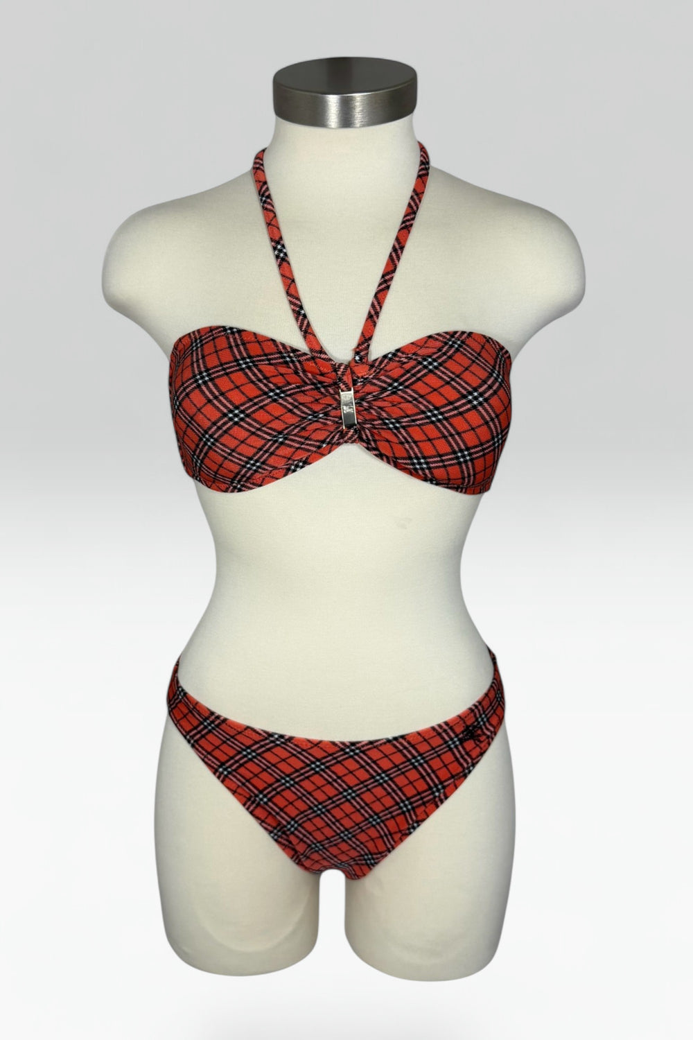 Burberry Blue Label Nova Check Multiway Bandeau 3-Piece Bikini Set with Cover-Up Skirt | British Secondhand