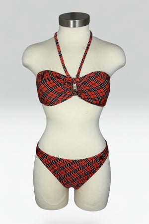 Burberry Blue Label Nova Check Multiway Bandeau 3-Piece Bikini Set with Cover-Up Skirt | British Secondhand