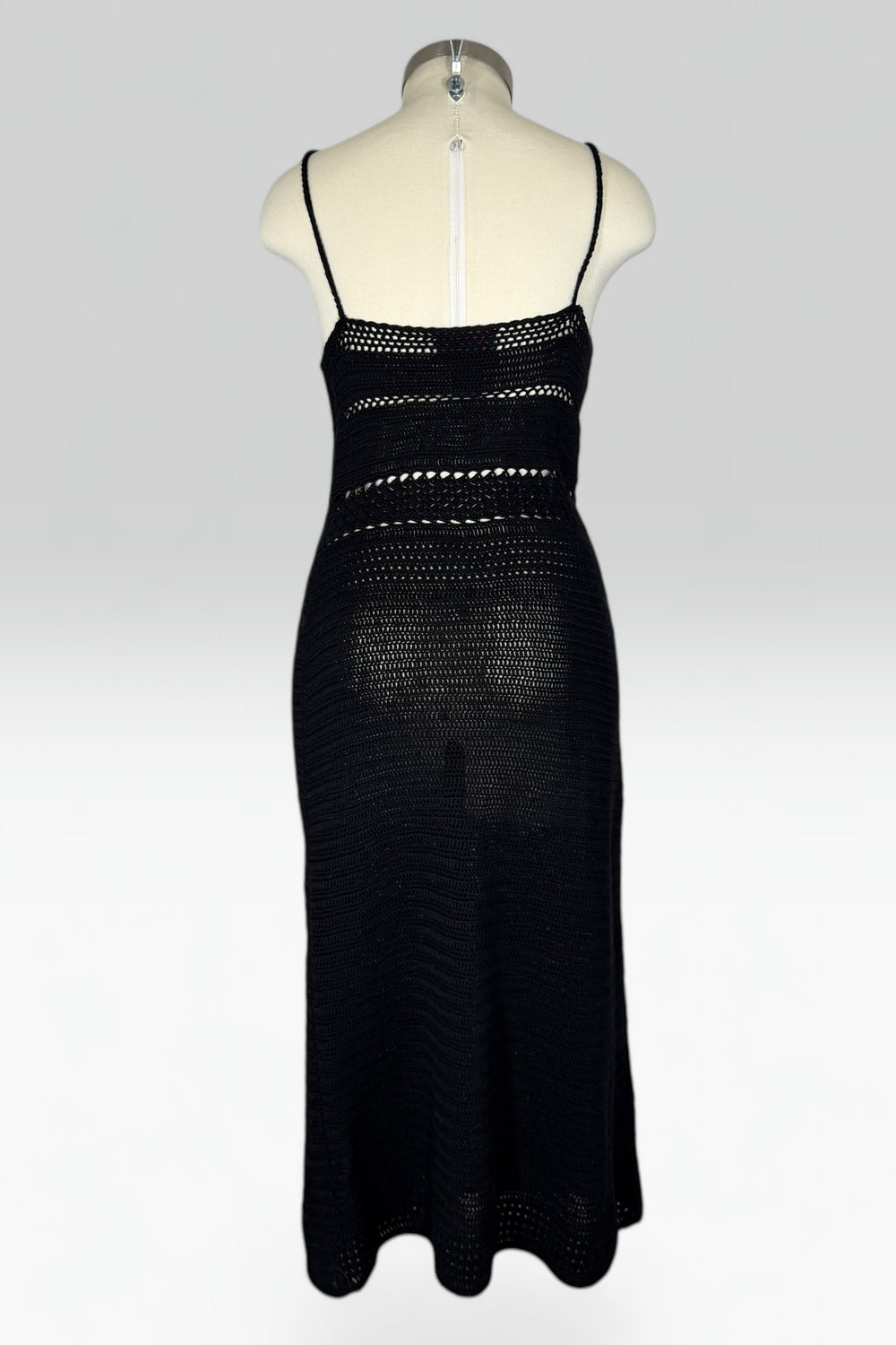 Ralph Ralph Lauren Black Hand-Knit Crochet Knit Midi Dress | American Vintage